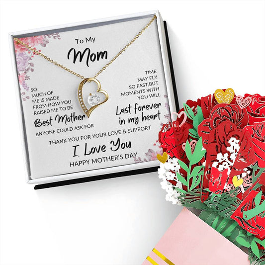 Best Mother | Happy Mother's Day | Forever Love Necklace & Flower Bouquet
